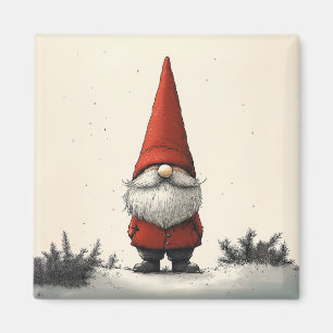 Vrolijke wintergnoom in rood Pet Magneet