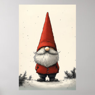 Vrolijke wintergnoom in rood Pet Poster
