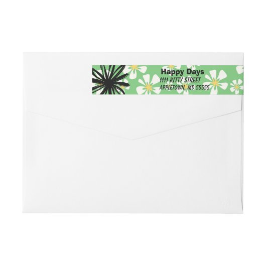 Vrolijke witte bloemen op groene achtergrond (Achterkant)