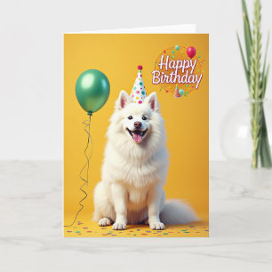Vrolijke Witte Hond Hoed Kaart