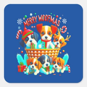 Vrolijke Woofmas! Vier Kerstmis met je poten Vierkante Sticker