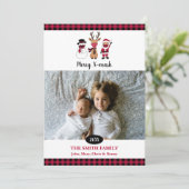 Vrolijke X-masker grappige Buffalo geruite Kerstma Feestdagenkaart (Staand voorkant)