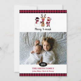 Vrolijke X-masker grappige Buffalo geruite Kerstma Feestdagenkaart