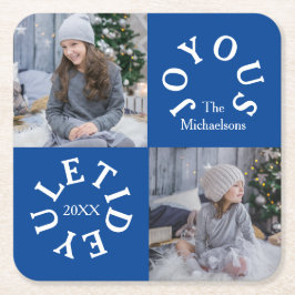 Vrolijke Yuletide 2 Foto Kartonnen Onderzetters
