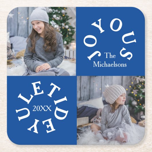 Vrolijke Yuletide 2 Foto Kartonnen Onderzetters (Voorkant)