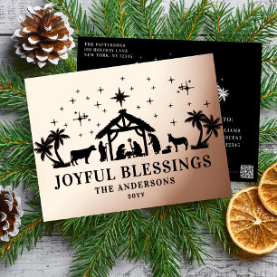 Vrolijke Zegeningen Religieuze Kerst Kribbe Folie Feestdagen Briefkaart