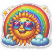 Vrolijke zomer: zonneschijn en regenboog sticker (Voorkant)