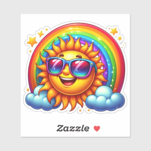 Vrolijke zomer: zonneschijn en regenboog sticker (Vel)