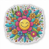 Vrolijke Zon Bloemen Stickers (Voorkant)