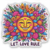 Vrolijke zon en bloemen Stickers (Voorkant)