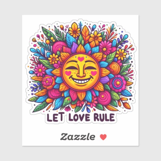 Vrolijke zon en bloemen Stickers (Vel)