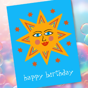 Vrolijke Zon GELUKKIGE VERJAARDAG Aangepast   Briefkaart