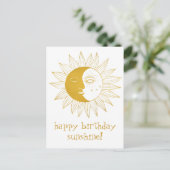 Vrolijke Zon & Maan GELUKKIGE VERJAARDAG CUSTOM Go Briefkaart (Staand voorkant)
