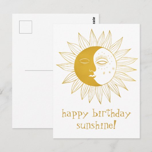 Vrolijke Zon & Maan GELUKKIGE VERJAARDAG CUSTOM Go Briefkaart (Voorkant / Achterkant)