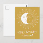 Vrolijke Zon & Maan HAPPY BIRTHDAY Aangepast Goud Briefkaart (Voorkant / Achterkant)