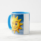 vrolijke zon met een oogwenk mok (Voorkant links)