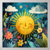 Vrolijke zon met uitzicht op tuin poster (Voorkant)