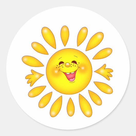vrolijke zon ronde sticker (Voorkant)