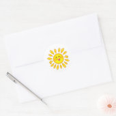 vrolijke zon ronde sticker (Envelop)