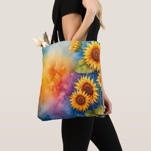 Vrolijke Zonnebloem Canvas Canvas tas (Dichtbij)