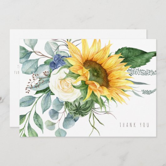 Vrolijke Zonnebloem Eucalyptus begrafenis Dank u Bedankkaart (Voorkant / Achterkant)