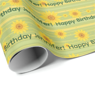 Vrolijke Zonnebloem Gelukkige Verjaardag Personali Cadeaupapier