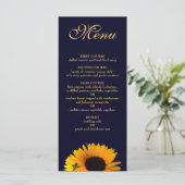 Vrolijke Zonnebloem in Navy Blue Dinner Menu (Staand voorkant)