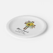 Vrolijke Zonnebloem Rustiek Boho Donker Houten Kru Papieren Bordje (Gekanteld)