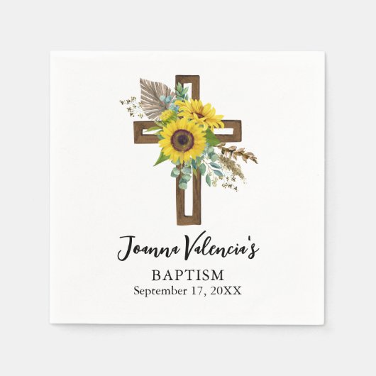 Vrolijke Zonnebloem Rustiek Boho Donker Houten Kru Servet (Voorkant)