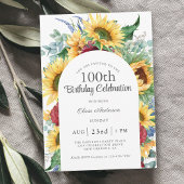 Vrolijke Zonnebloemen Botanische 100e Verjaardagsf Kaart