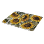 Vrolijke Zonnebloemen *Glass snijplank (Hoek)