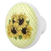 Vrolijke Zonnebloemen op Plaid Drawer Pulls Keramische Knop (Rechts)