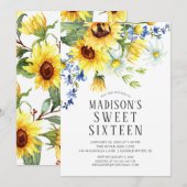 Vrolijke Zonnebloemen Sweet Sixteen Verjaardagsfee Kaart (Voorkant / Achterkant)