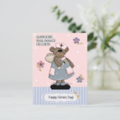 Vrolijke zuster Dag. Cute Teddy Bear Angel Briefkaart (Staand voorkant)