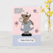 Vrolijke zuster Dag. Cute Teddy Bear Angel Kaart (Gele Bloem)