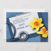 Vrolijke zuster Dag. Daffodils en Stethoscoop-Kaar Kaart (Voorkant)