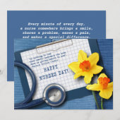 Vrolijke zuster Dag. Daffodils en Stethoscoop-Kaar Kaart (Voorkant / Achterkant)