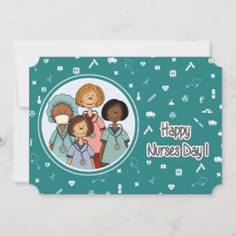 Vrolijke zuster Dag. Groep verplegers Kaart