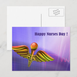 Vrolijke zuster Dag. Medical Caduceus Briefkaart