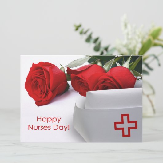 Vrolijke zuster Dag. Red Roses Custom Flat Kaart (Staand voorkant)