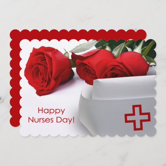 Vrolijke zuster Dag. Red Roses Custom Flat Kaart (Voorkant / Achterkant)