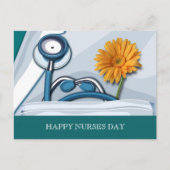 Vrolijke zuster Dag. Stethoscoop en Daisy Briefkaart (Voorkant)