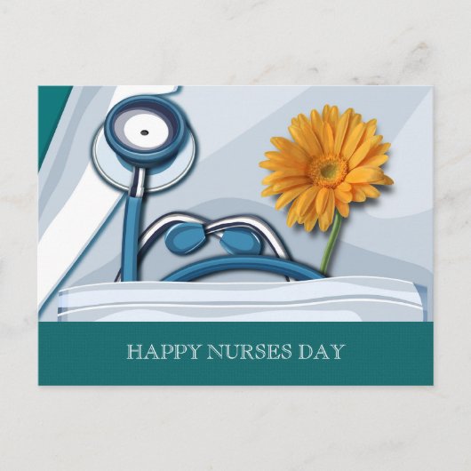 Vrolijke zuster Dag. Stethoscoop en Daisy Briefkaart (Voorkant)