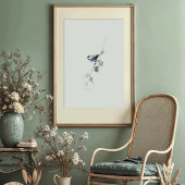 Vrolijke zwart-gekapte Chickadee Waterverf Art Poster