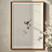 Vrolijke zwart-gekapte Chickadee Waterverf Art Poster