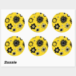 Vrolijke Zwart Wit & Geel Daisy Stickers