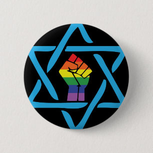 Vrolijke Zwarte Joods Ronde Button 5,7 Cm