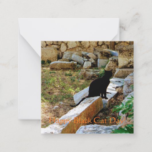 Vrolijke zwarte kat-dag! notitiekaartje (Voorkant)