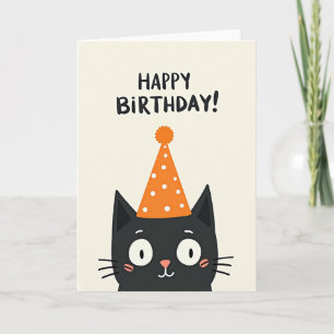 Vrolijke Zwarte Kat Feestkaart Kaart