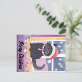 Vrolijke zwarte kat Kerstmis Briefkaart (Staand voorkant)